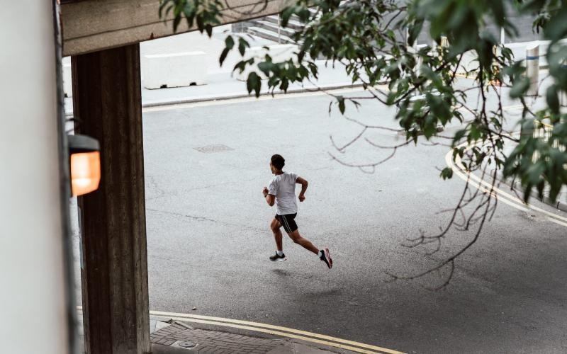 a man running on a street